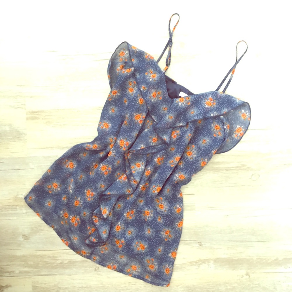 Pointillism Floral Ruffle Cami